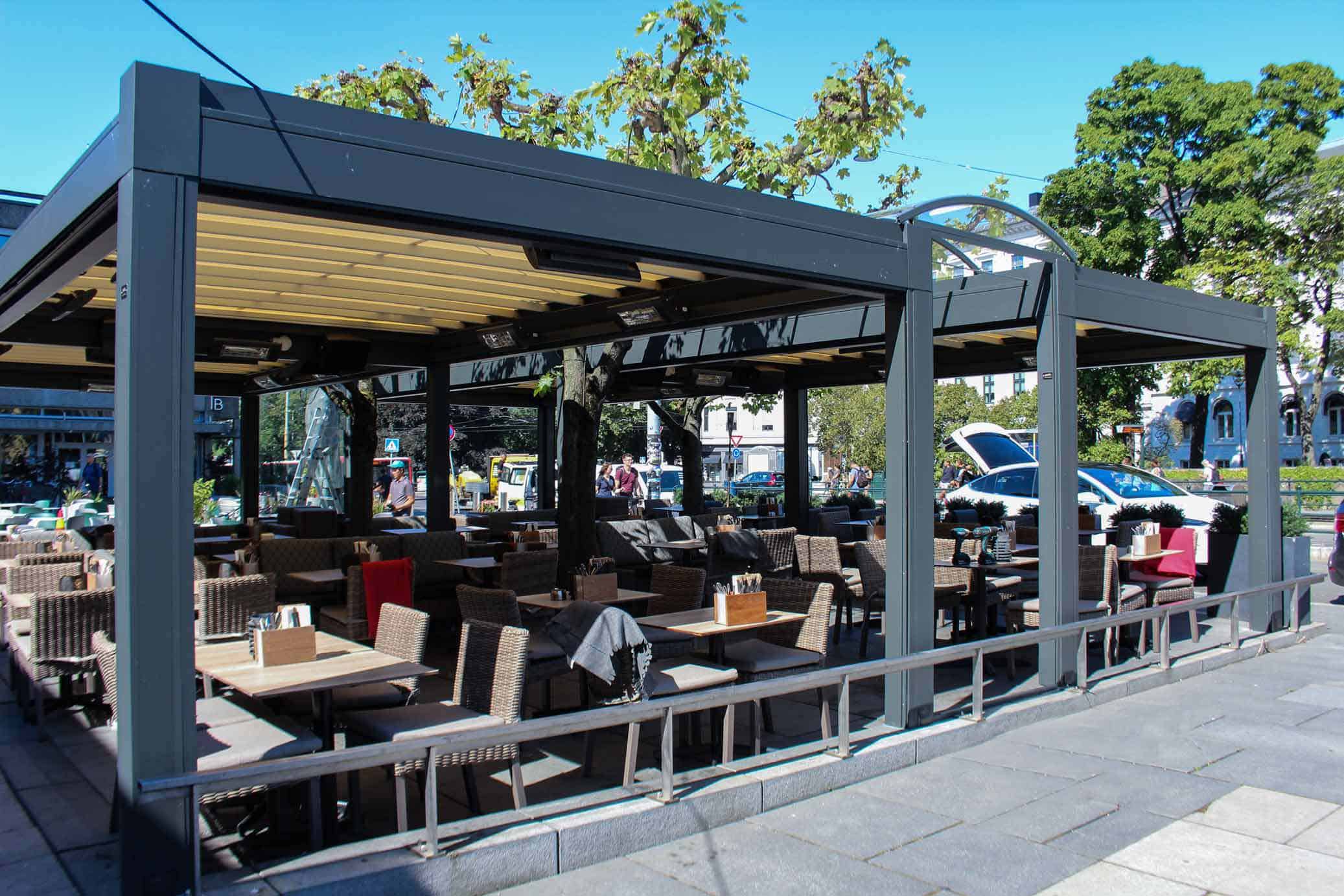 utvendig solskjerming cafe
